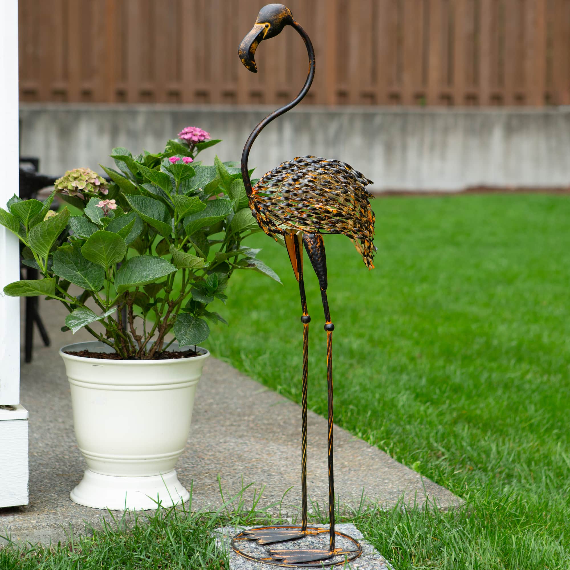 42" Wild Flamingo Garden Art Duo